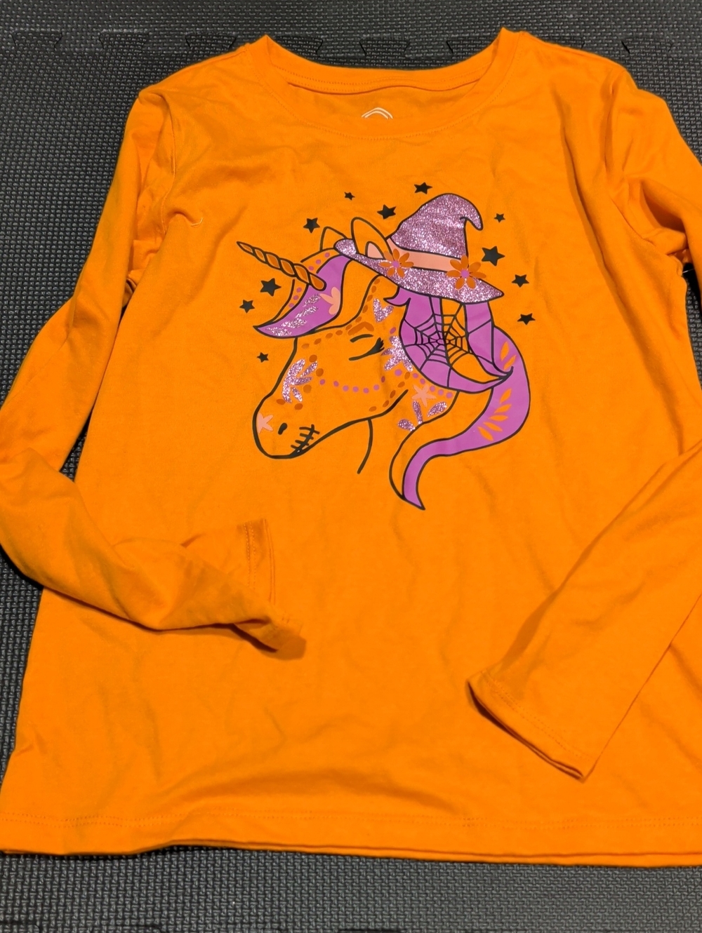 wonder nation Orange Long-Sleeve Unicorn Graphic Tee